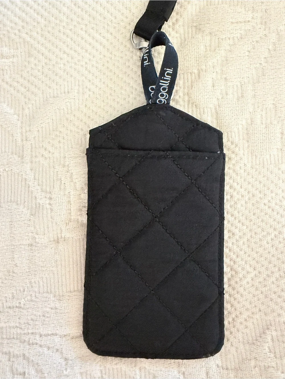 Baggallini Black Quilted RFID ID Card Badge Lanyard